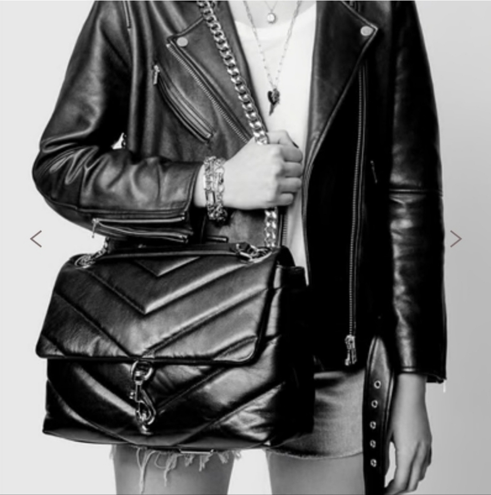 Rebecca Minkoff NWT 2 Faced Edie Black Maxi Quilted Chain Crossbody/Shoulder Bag - Picture 14 of 16